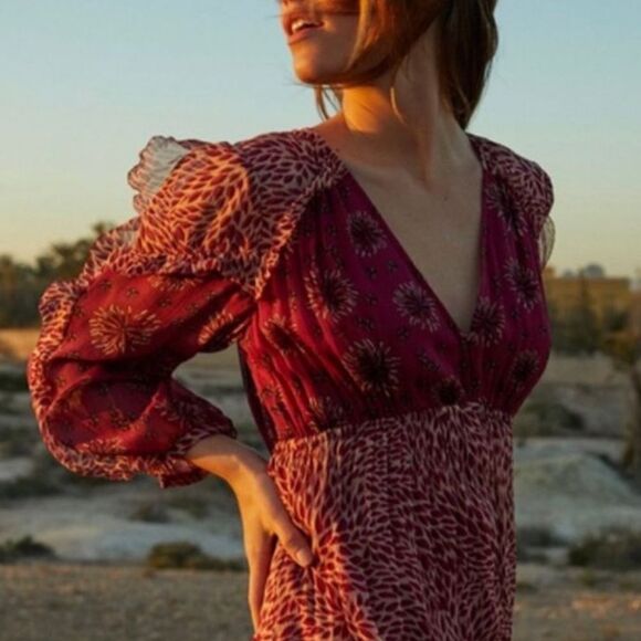 New ba&sh Gypsie Rose Dress Red Medium - Picture 3 of 16